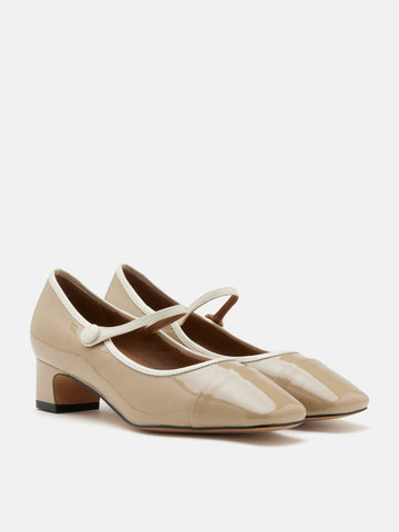 PAZZION, Mirra Patent Leather Mary Jane Heels, Khaki